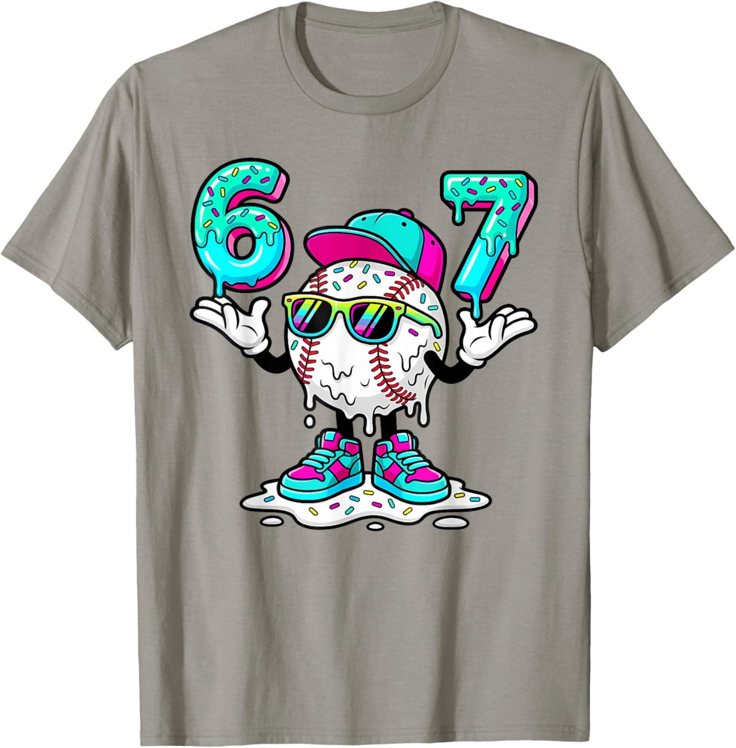 67 Baseball Drip Ice Cream 67 Baseball Men Boy Kids T-Shirt - T-Shirt | Sand