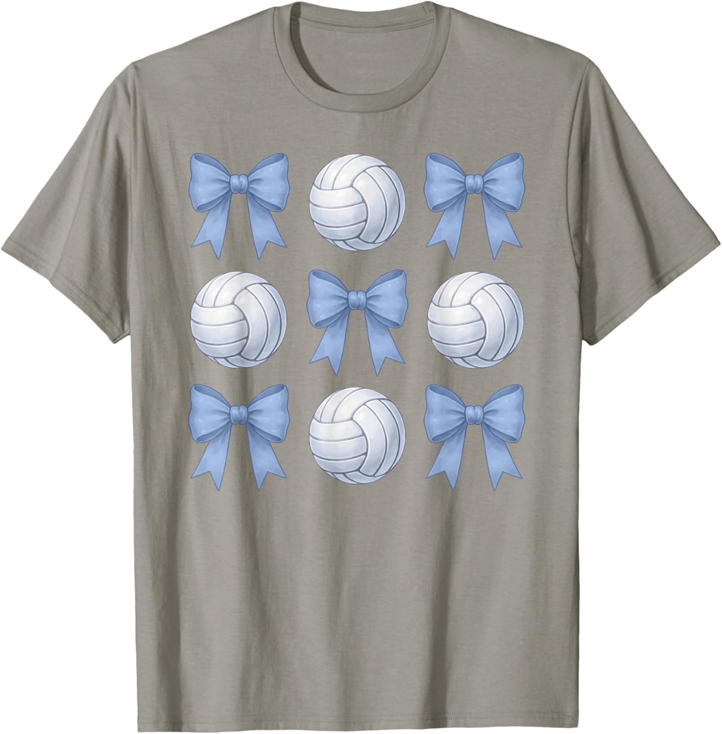Volleyball Coquette Toile Blue Bow Cute Girls Volleyball T-Shirt - T-Shirt | Sand