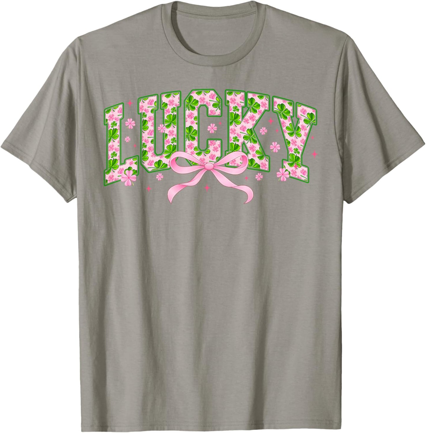 Lucky Pink Ribbon Shamrock St Patricks Women Kid T-Shirt - T-Shirt | Sand
