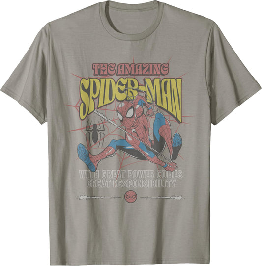 Marvel Comics Spider-Man Great Power Great Responsibility T-Shirt - T-Shirt | Sand