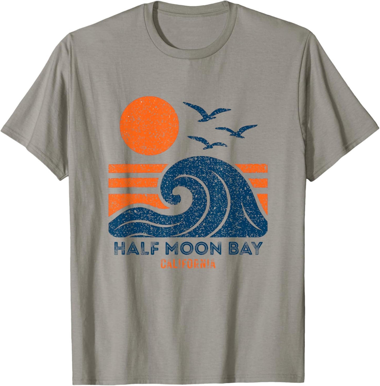 Half Moon Bay California Retro Vintage Weathered Souvenir T-Shirt - T-Shirt | Sand