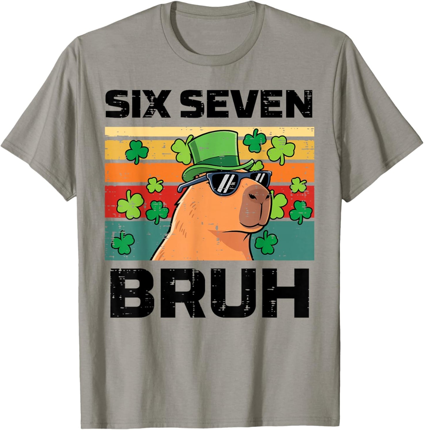 Six Seven Bruh Capybara 6 7 St Patricks Day Kids Boys Youth T-Shirt - T-Shirt | Sand