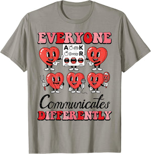 Everyone Communicates Differently Valentines Day Speech Kids T-Shirt - T-Shirt | Sand