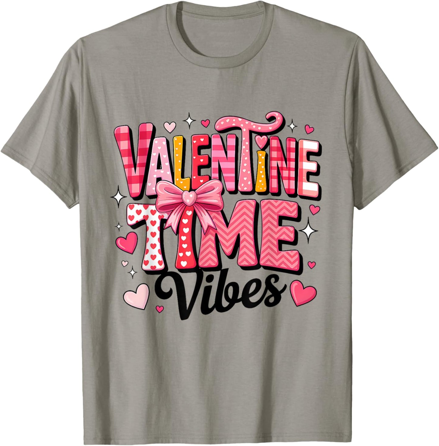 Valentine Vibes Happy Valentine Pink Bow Girl Kids T-Shirt - T-Shirt | Sand