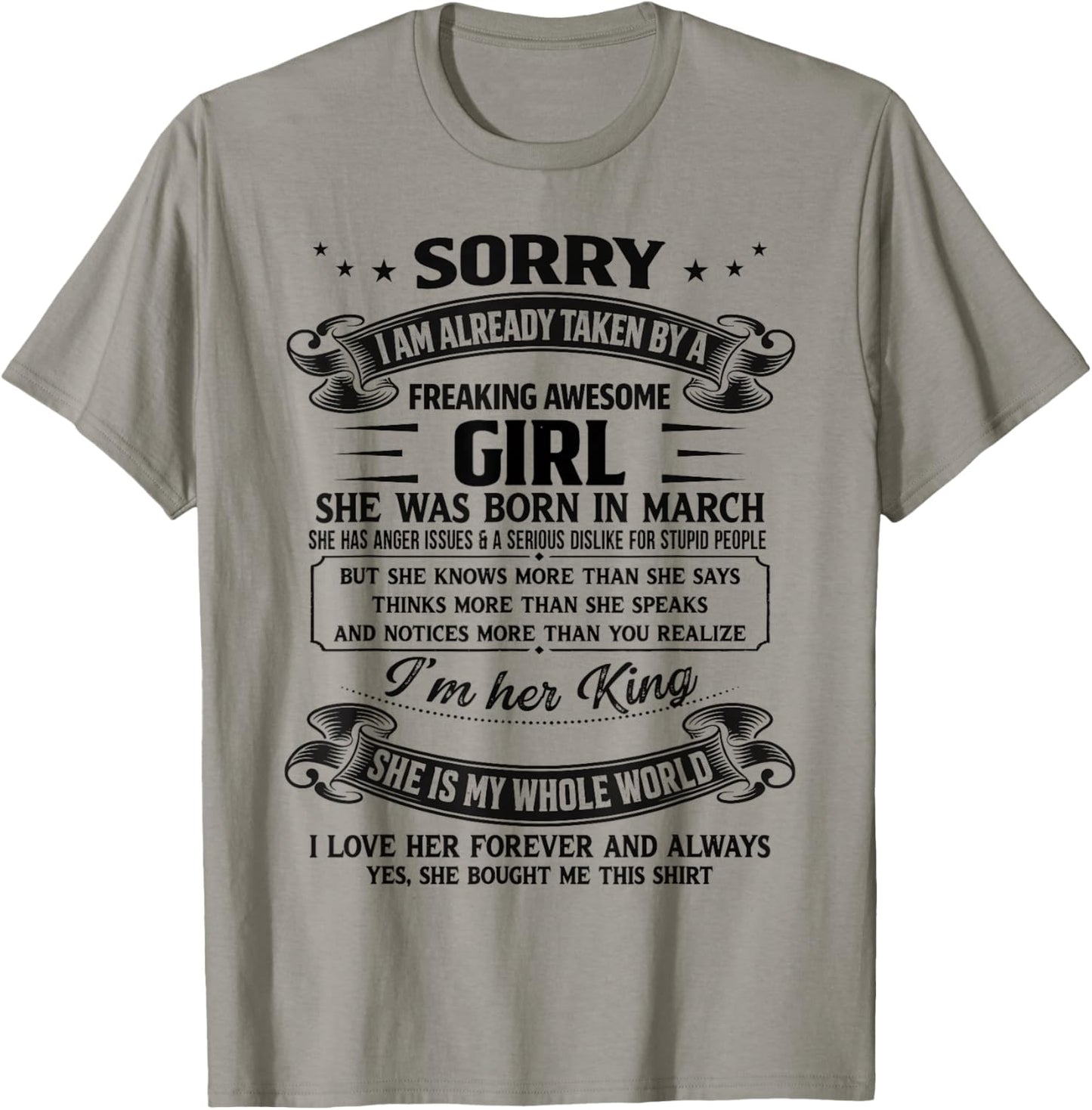I Am Already Taken by Freaking Awesome Girl Born in March T-Shirt - T-Shirt | Sand