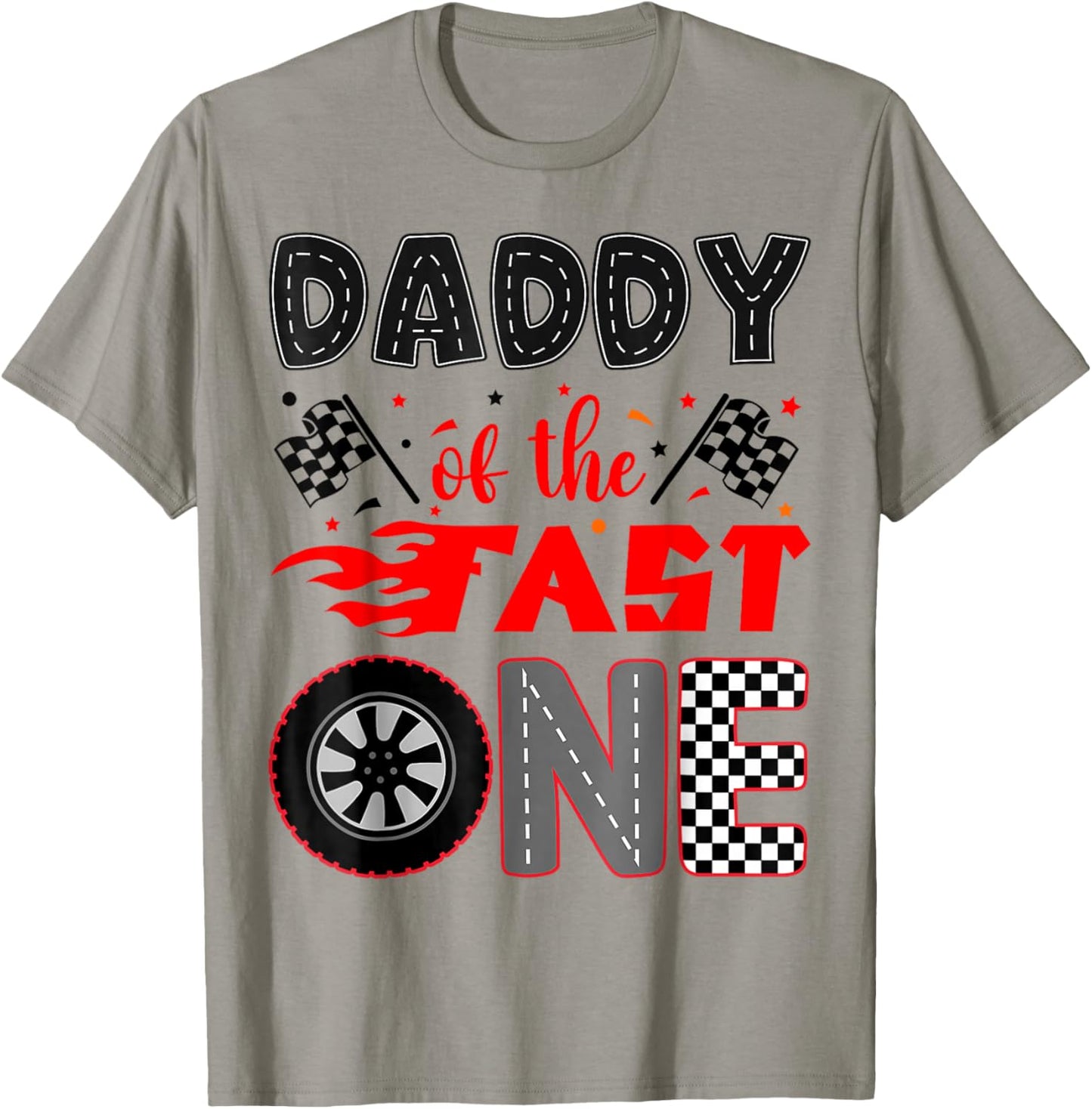 Daddy of The Fast One Birthday 1st Race Car Family T-Shirt - T-Shirt | Sand