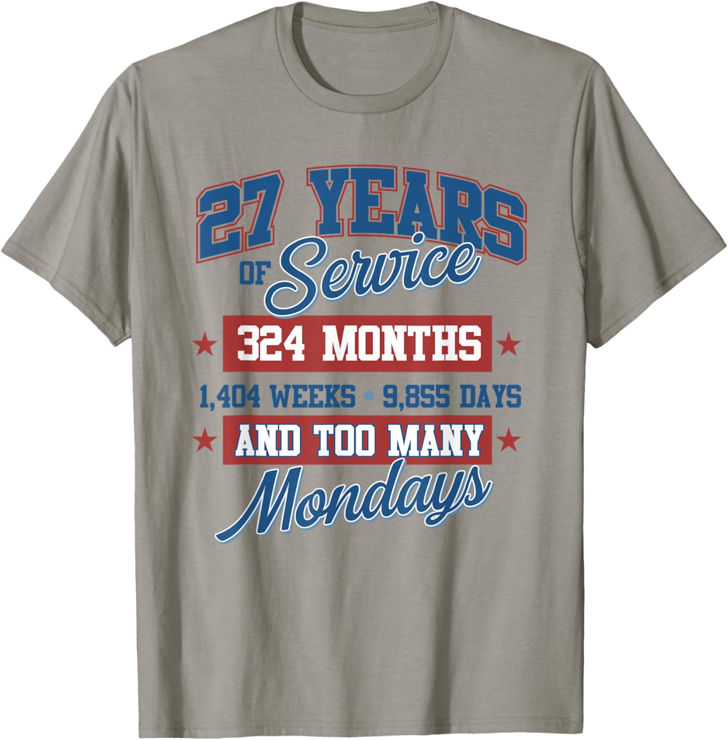 27 Year Retirement Present for 27 Years of Service T-Shirt - T-Shirt | Sand