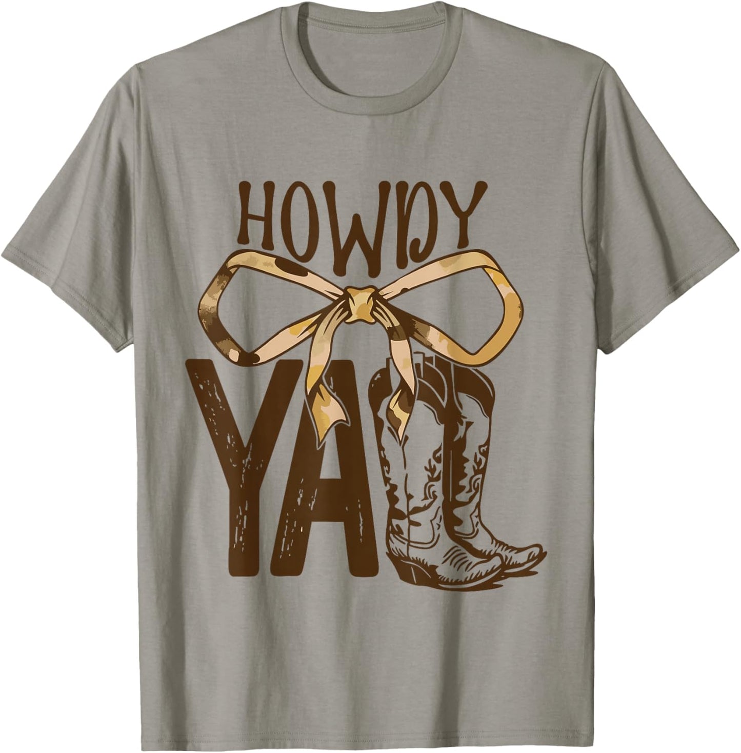 Howdy Y’All Cute Cowgirl Boots Southern Charm T-Shirt - T-Shirt | Sand