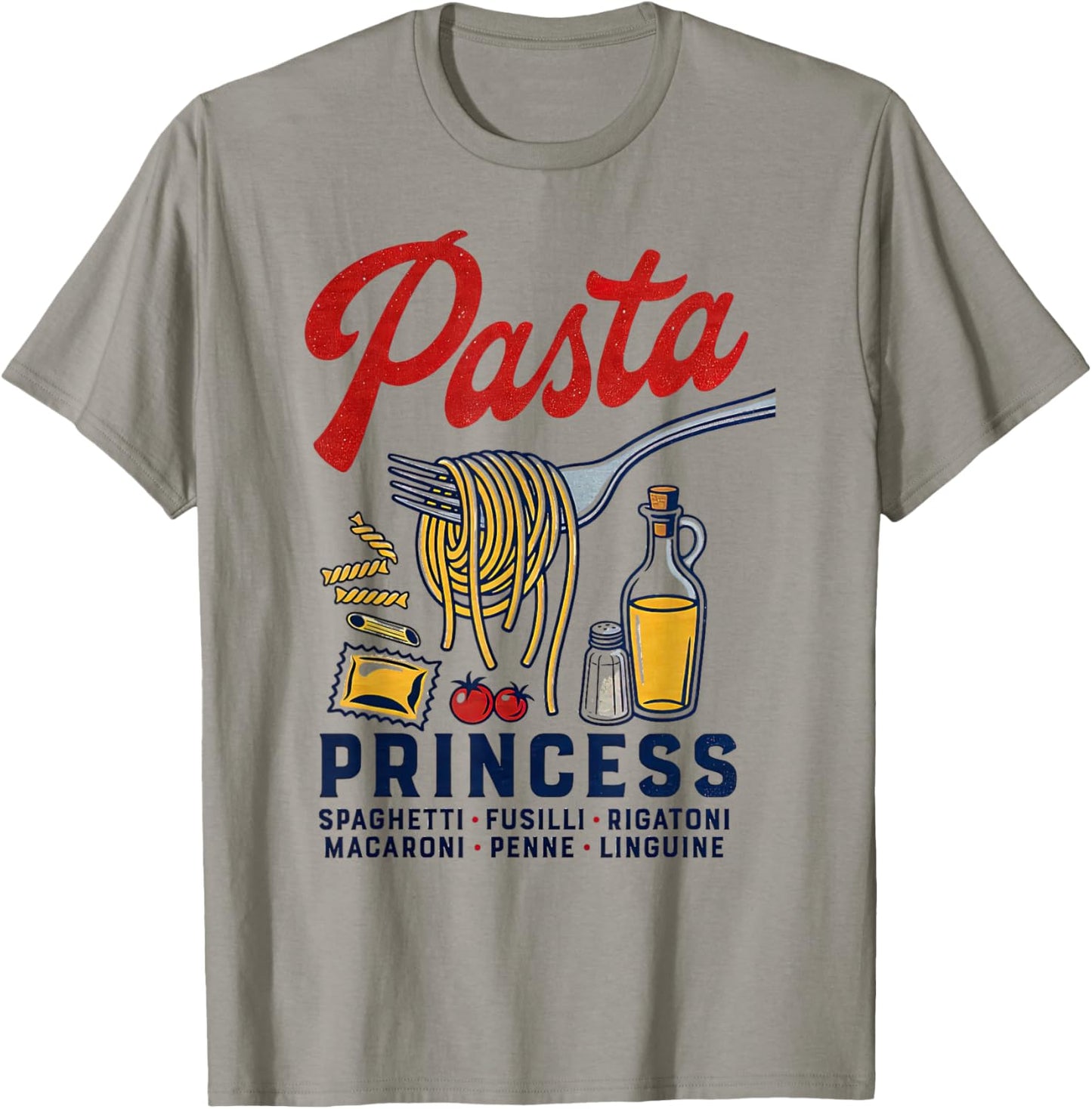 Pasta Princess Retro Italian Noodle Foodie Lover T-Shirt - T-Shirt | Sand