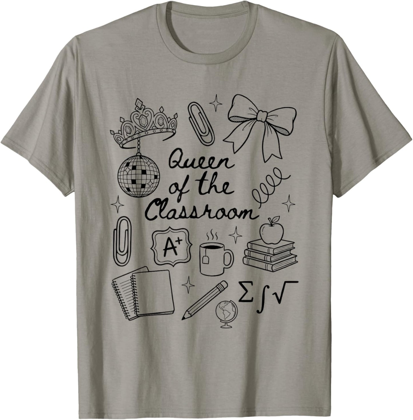 Preppy Teacher Queen of The Classroom Collage Coquette T-Shirt - T-Shirt | Sand