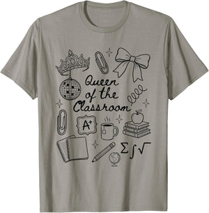Preppy Teacher Queen of The Classroom Collage Coquette T-Shirt - T-Shirt | Sand