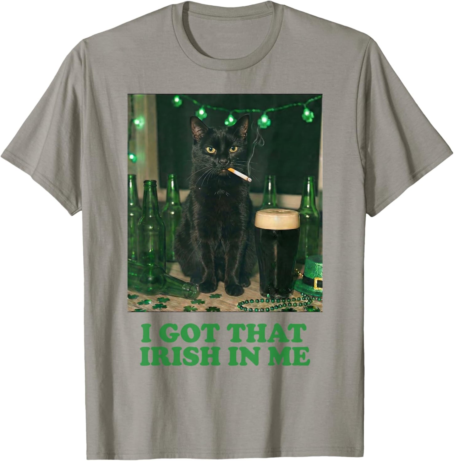 I've got That Irish in Me Smoking Black Cat St Patricks Day T-Shirt - T-Shirt | Sand