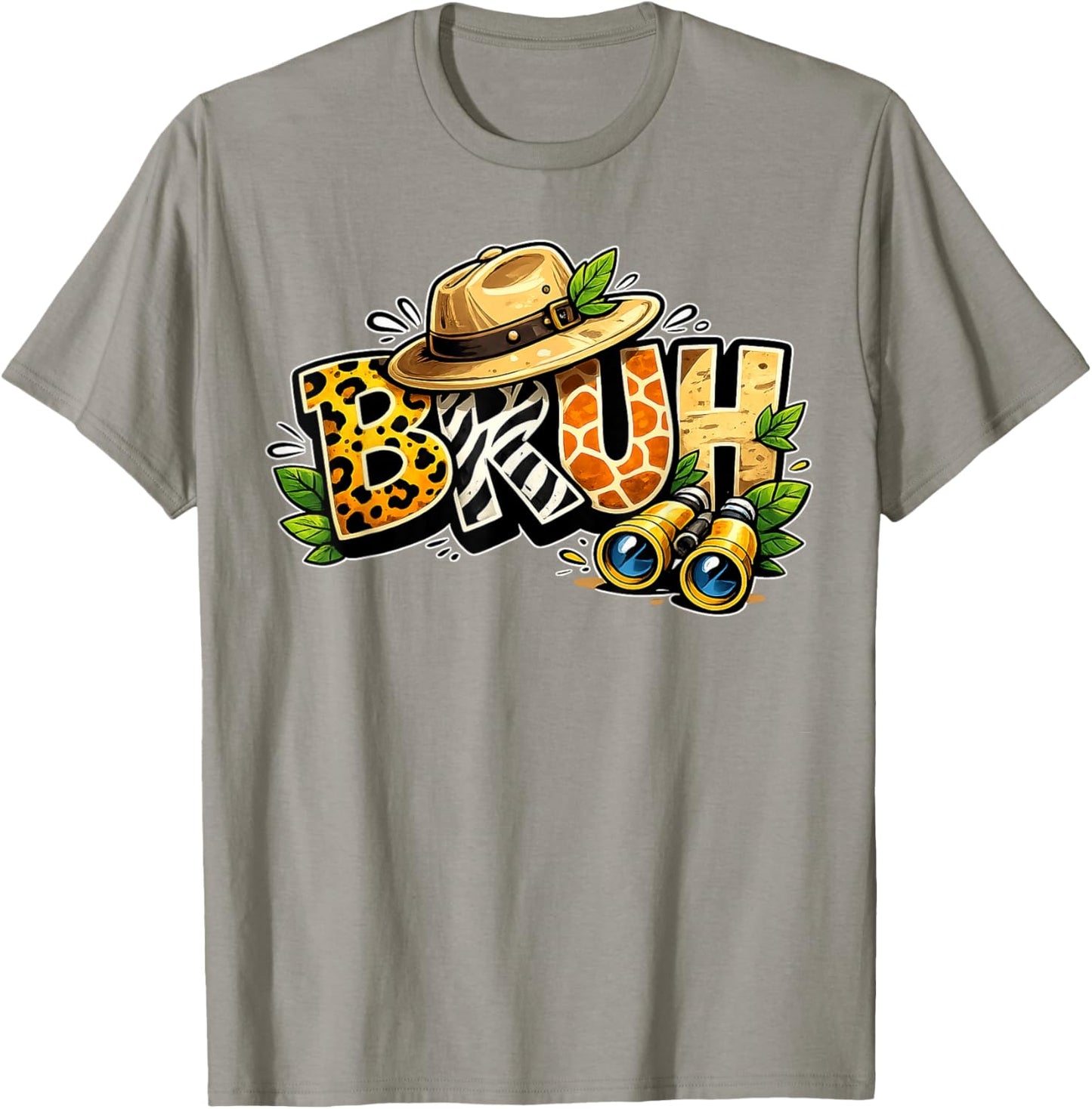 Bruh Safari Zookeeper Funny Animal Print Wildlife Boys Kids T-Shirt - T-Shirt | Sand