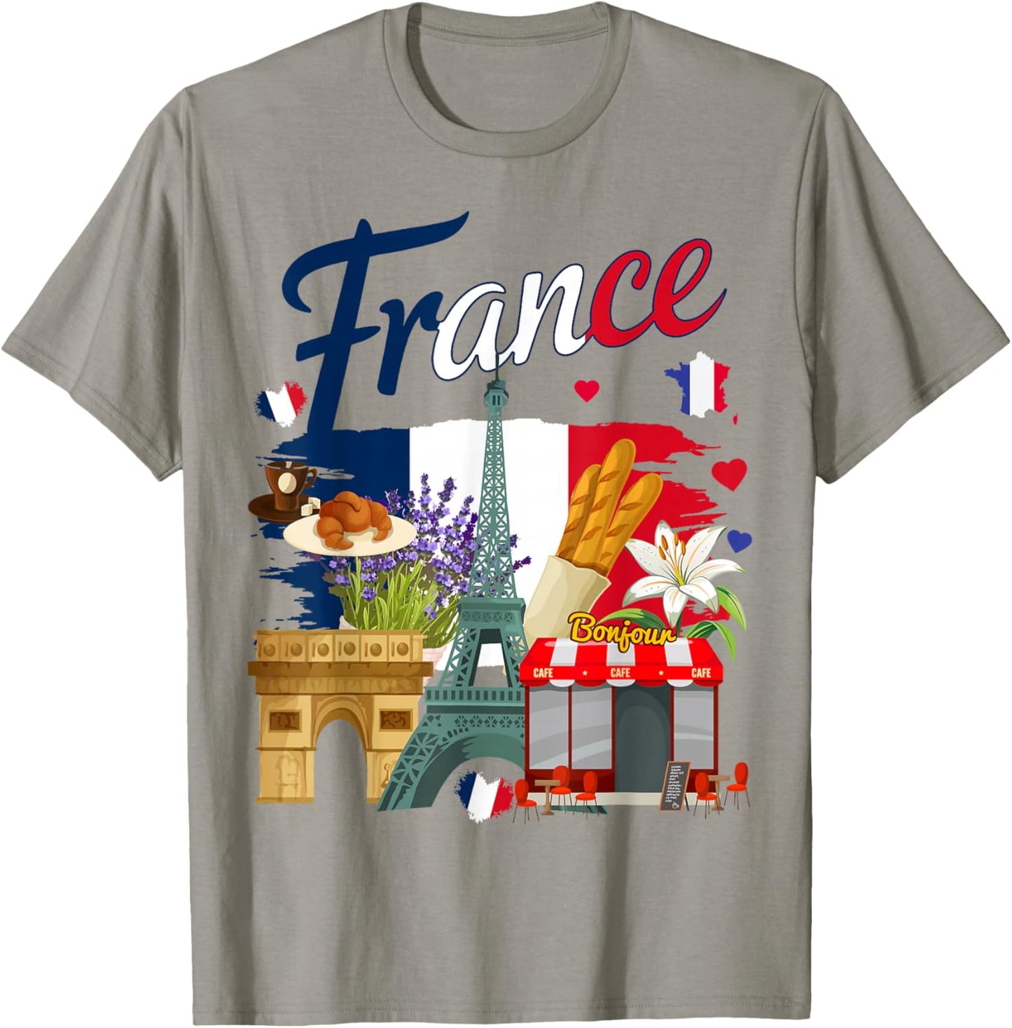 French Costume Outfit Idea for Kids France Flag Themed T-Shirt - T-Shirt | Sand