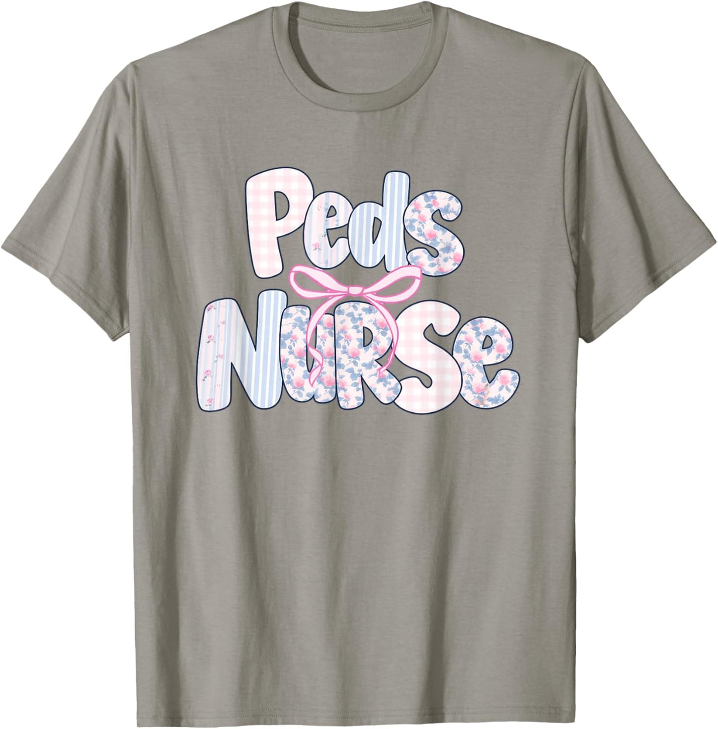 Peds Nurse Floral Design Cute Apparel for Pediatric Nurses T-Shirt - T-Shirt | Sand