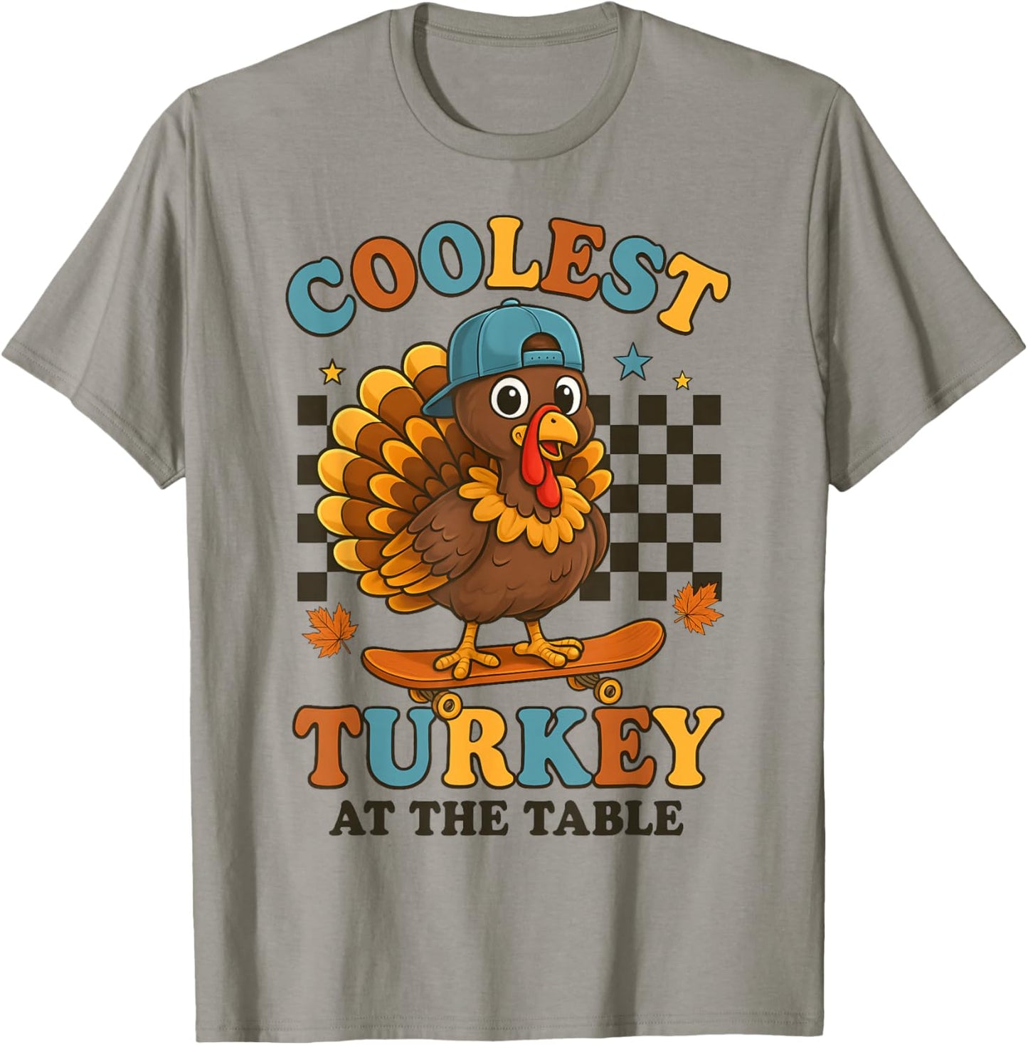 Coolest Turkey at Table Thanksgiving Boys Kids Toddler T-Shirt - T-Shirt | Sand