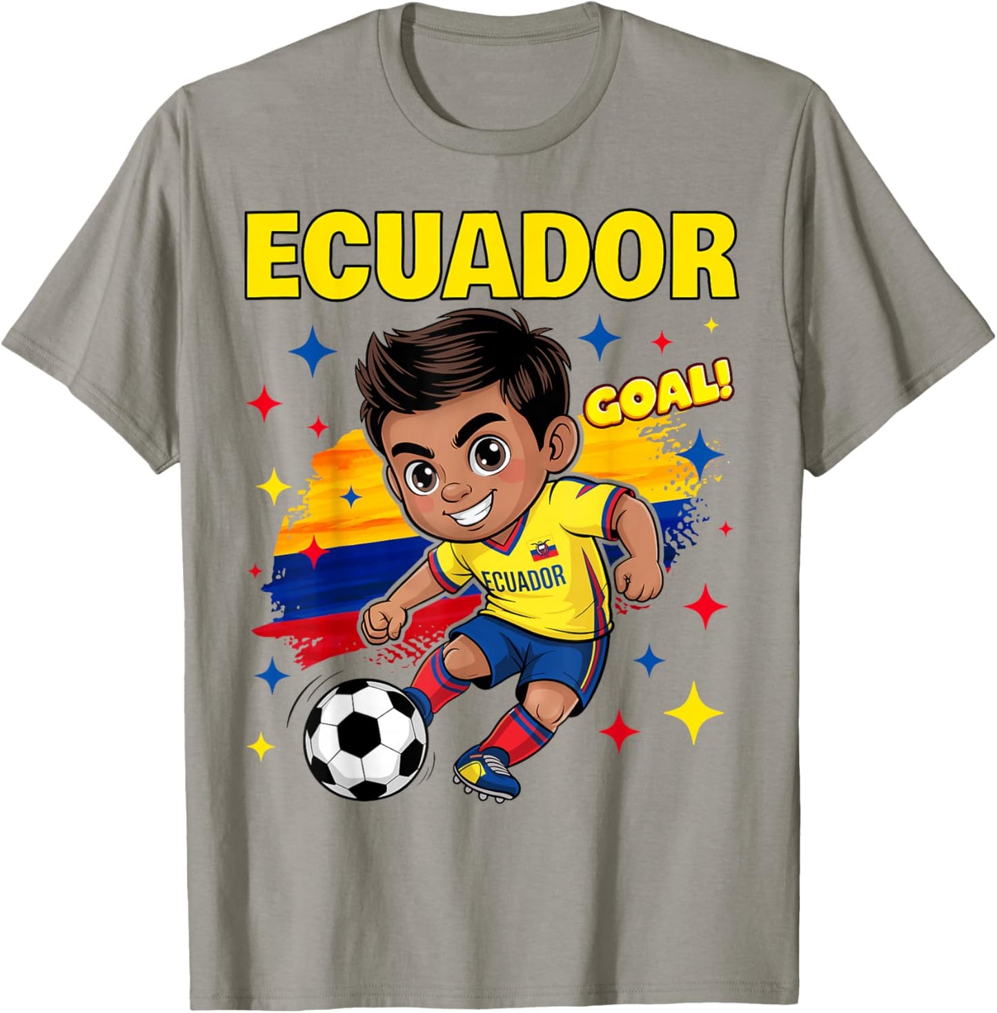 Ecuador Kid Goal Cartoon Ecuador Flag for Kids T-Shirt - T-Shirt | Sand
