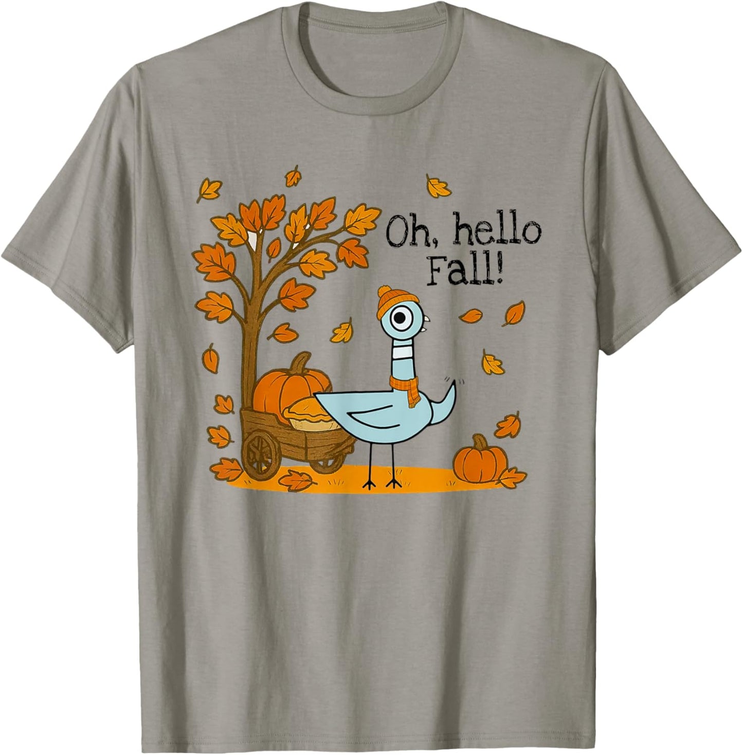Oh, Hello Fall Pigeon Autumn Pumpkin Season Teachers Kids T-Shirt - T-Shirt | Sand
