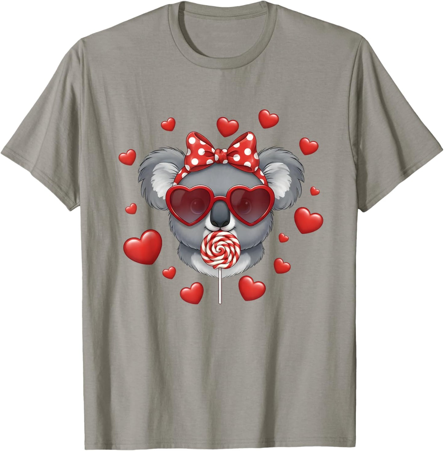 Cute Lollipop Koala Valentines Day Red Heart Funny T-Shirt - T-Shirt | Sand