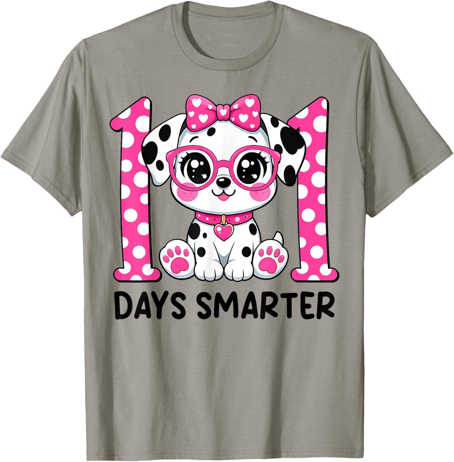 100 Days Smarter Cute Dalmatian Dog 100th Day of School Kids T-Shirt - T-Shirt | Sand