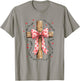 Love The Lord Christian Valentines Coquette Bow Cross Faith T-Shirt - T-Shirt | Sand