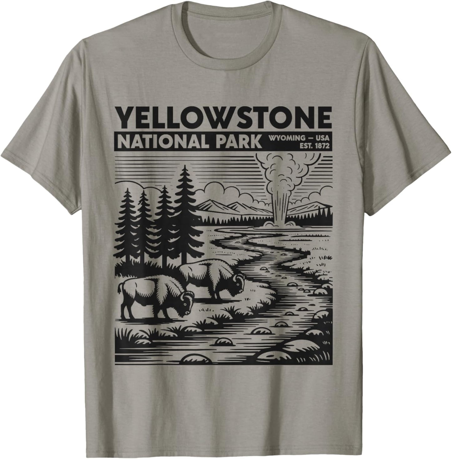 Yellowstone National Park Wyoming Geyser USA Retro Vintage T-Shirt - T-Shirt | Sand