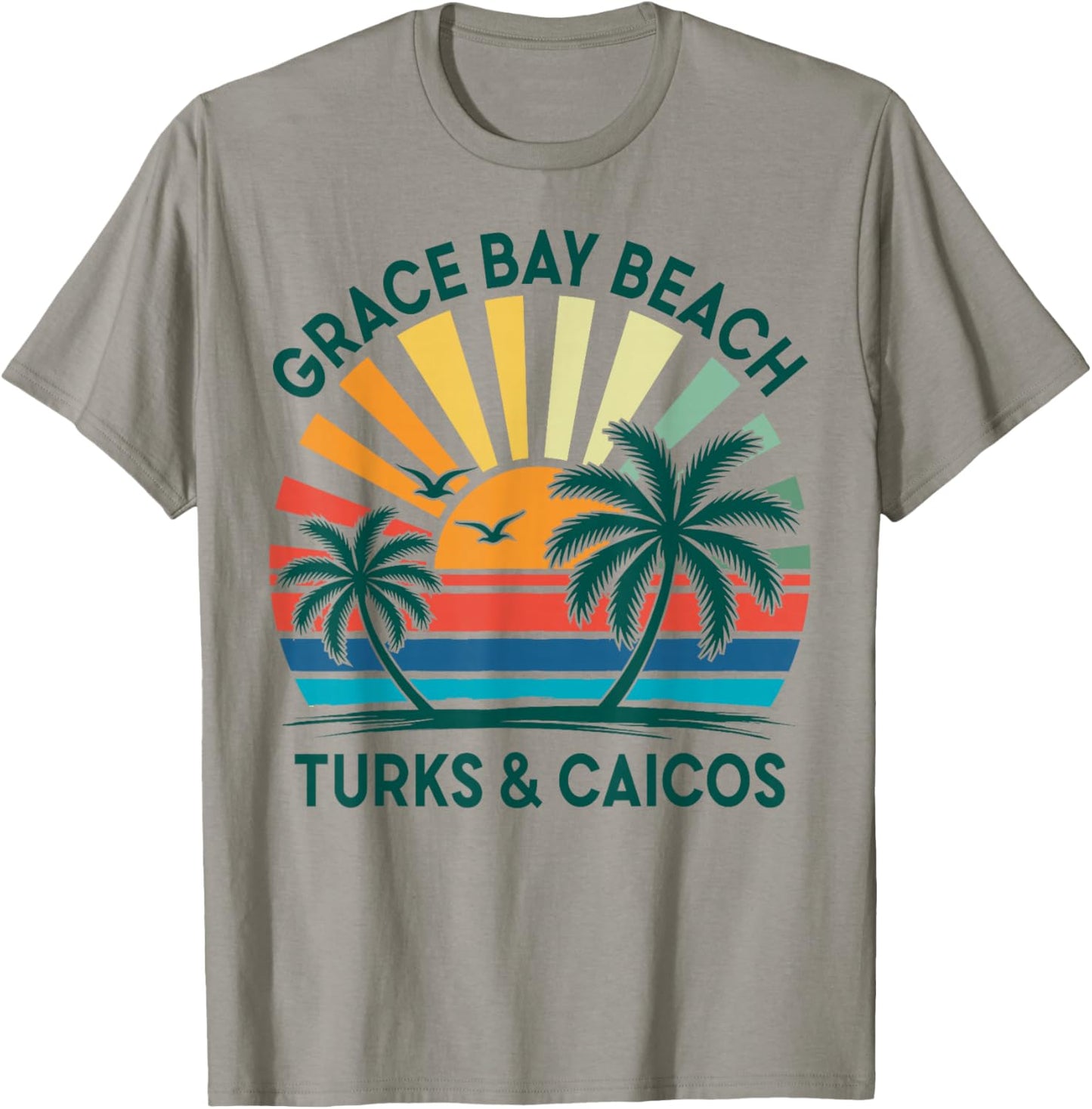 Grace Bay Beach Turks & Caicos Vacation Retro Sunset Vintage T-Shirt - T-Shirt | Sand