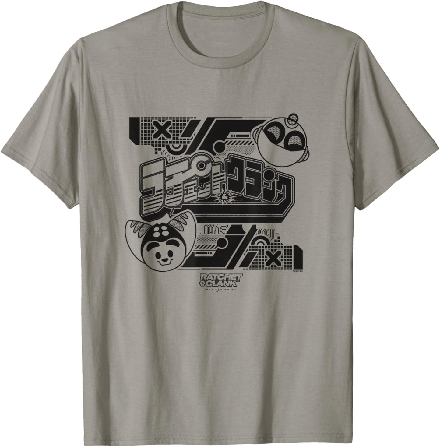 Ratchet and Clank Black and White Faces with Logo Video Game T-Shirt - T-Shirt | Sand