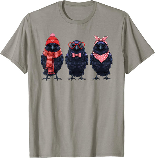 Retro Crow Cute Valentine Bird T-Shirt - T-Shirt | Sand