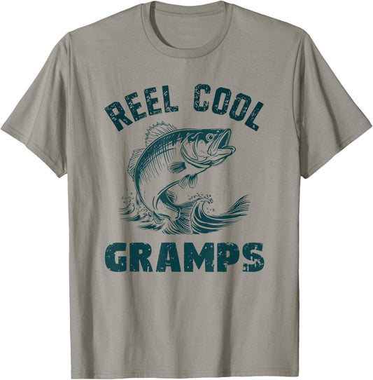 Reel Cool Gramps Fishing Grandpa Vintage Style T-Shirt - T-Shirt | Sand