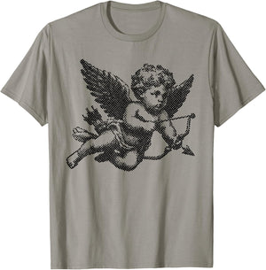 Vintage Cupid Cherub Black and White T-Shirt - T-Shirt | Sand
