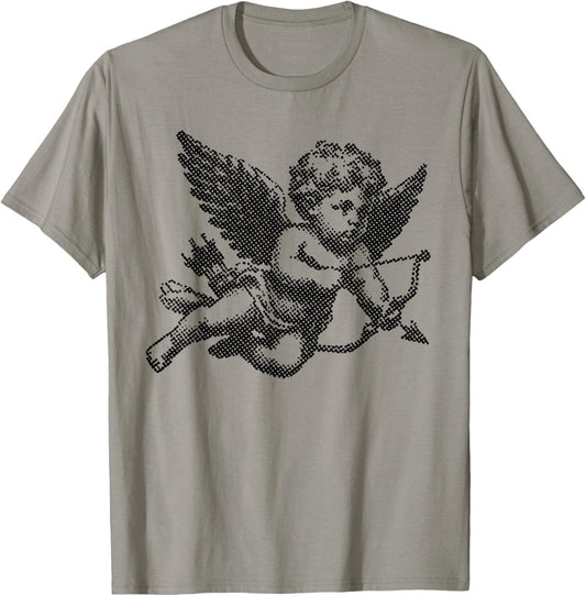 Vintage Cupid Cherub Black and White T-Shirt - T-Shirt | Sand