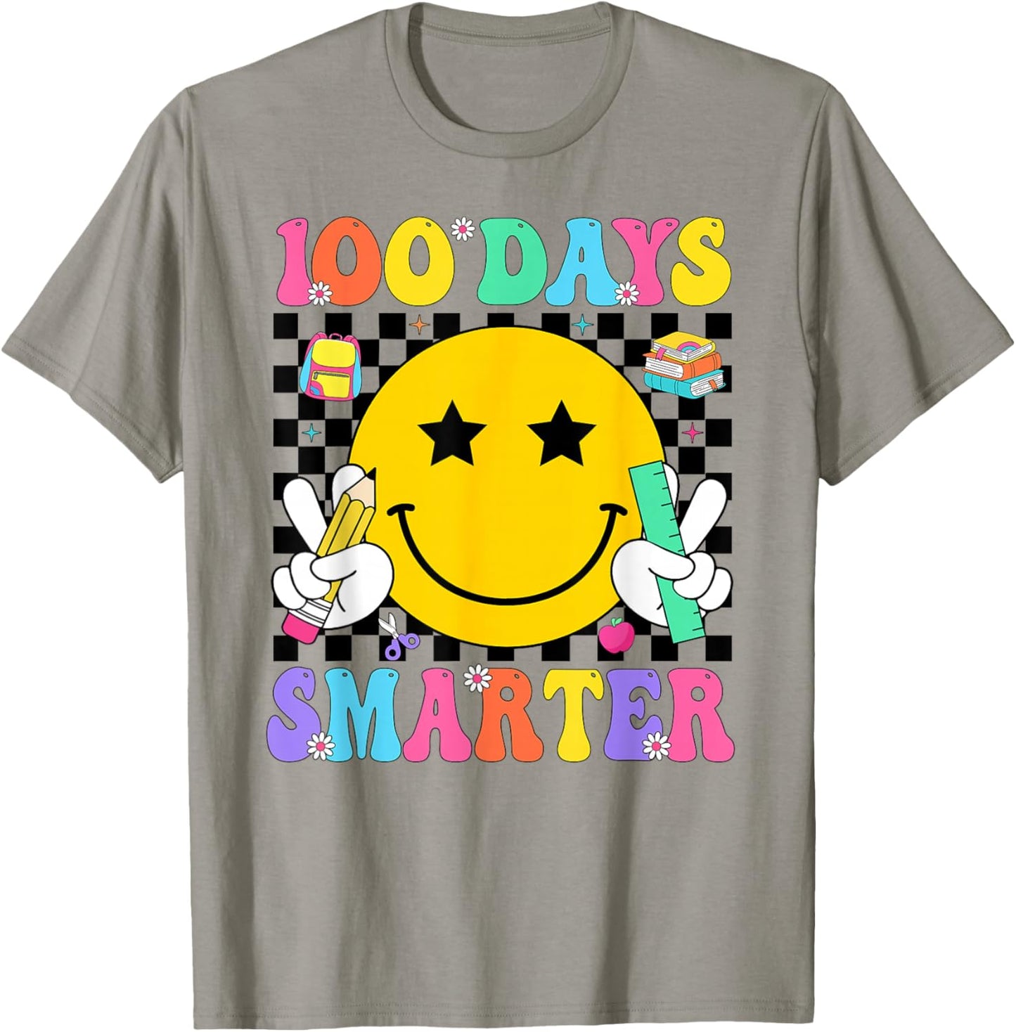 100 Days Smarter Teacher Boys Girls Kids 100th Day of School T-Shirt - T-Shirt | Sand