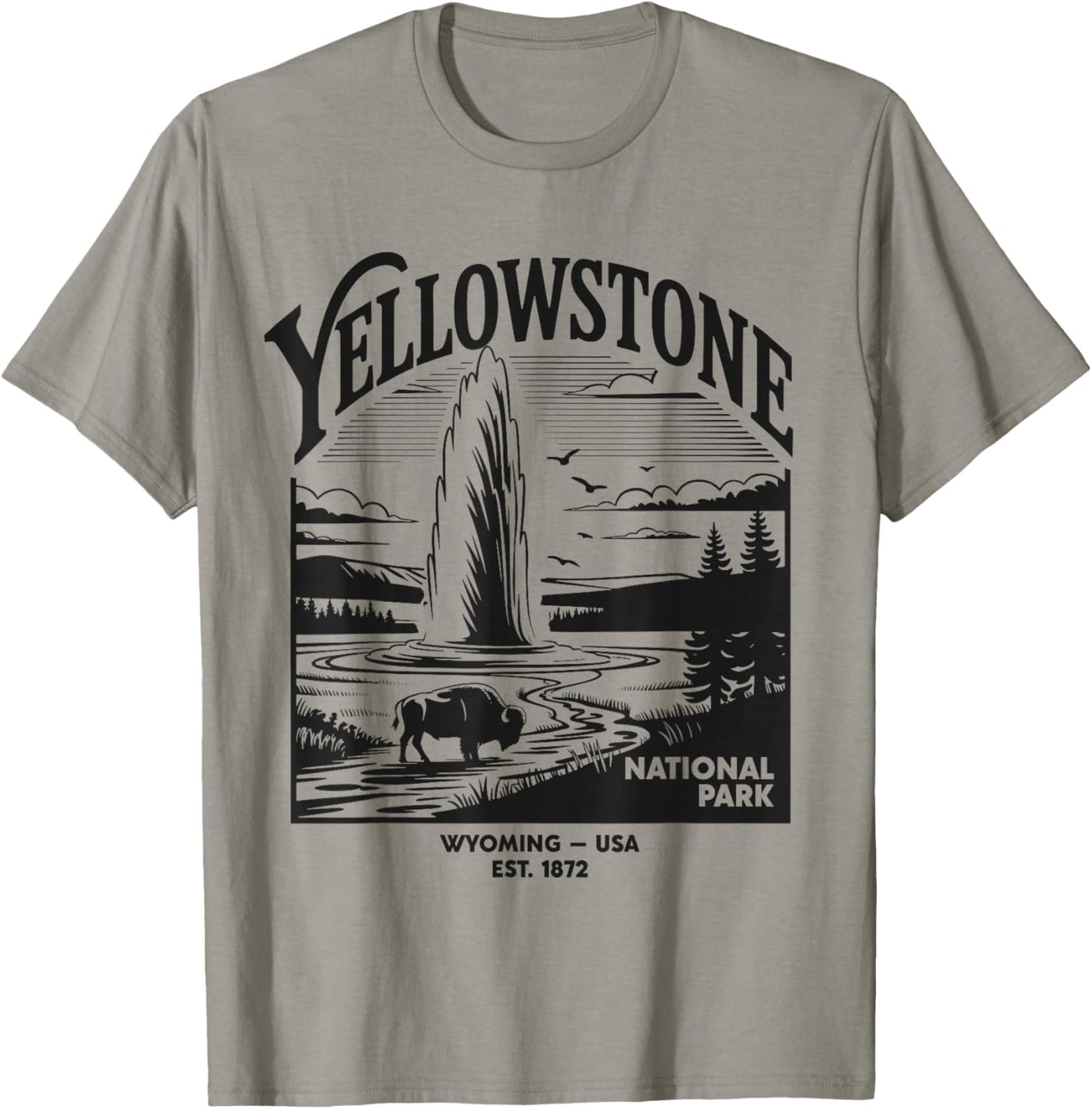 Yellowstone National Park Wyoming Geyser USA Retro Vintage T-Shirt - T-Shirt | Sand