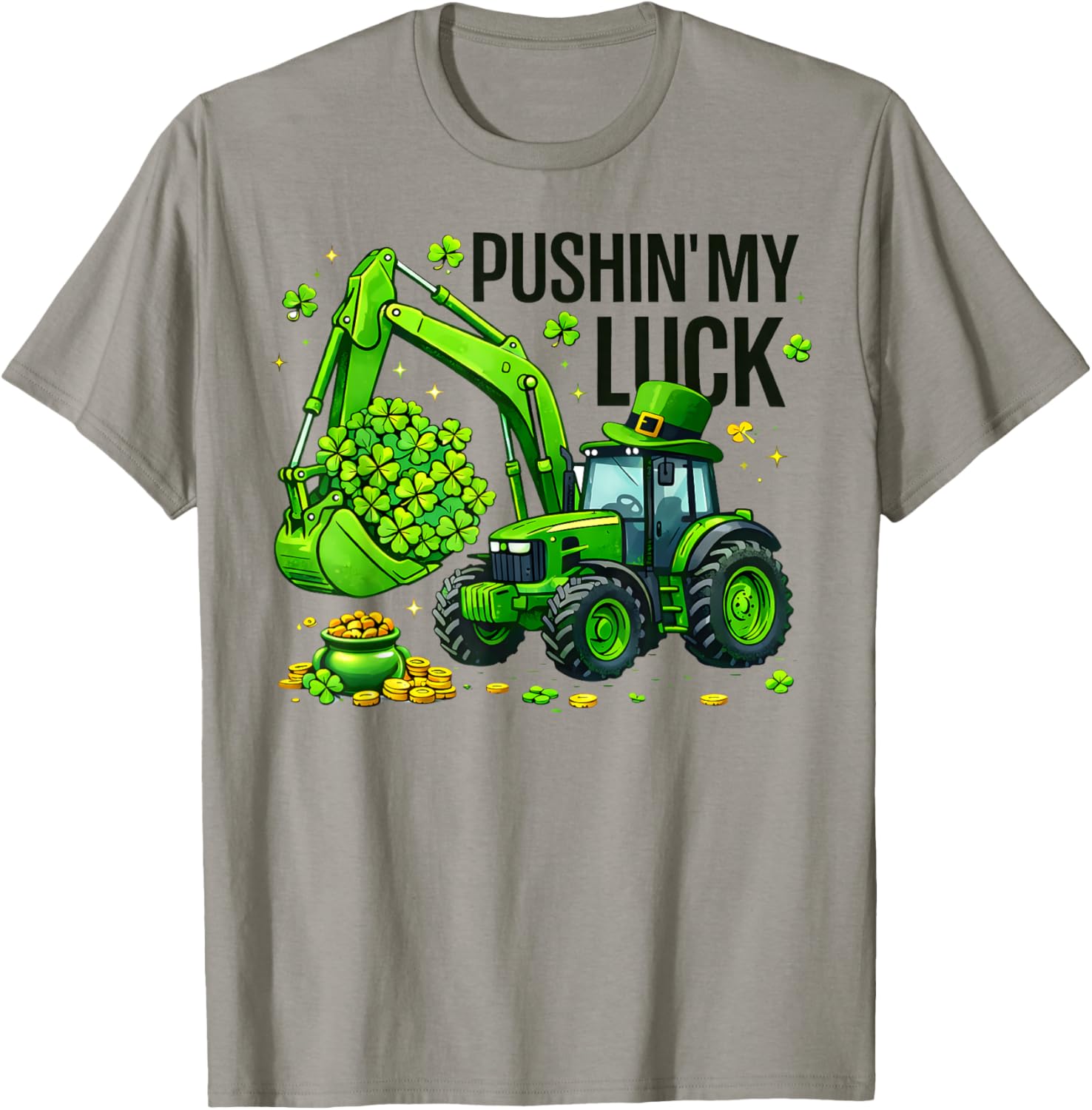 Pushing My Luck Tractor St Patricks Day Boys Kids T-Shirt - T-Shirt | Sand