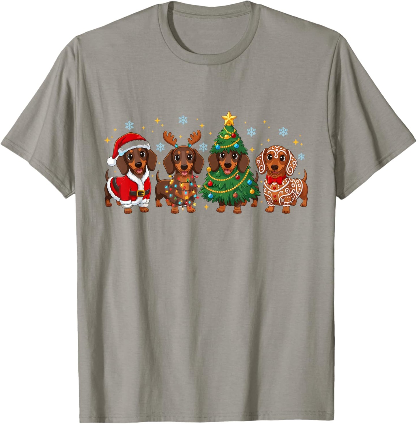 Dachshund Christmas Weiner Dog Holiday Women Kids T-Shirt - T-Shirt | Sand