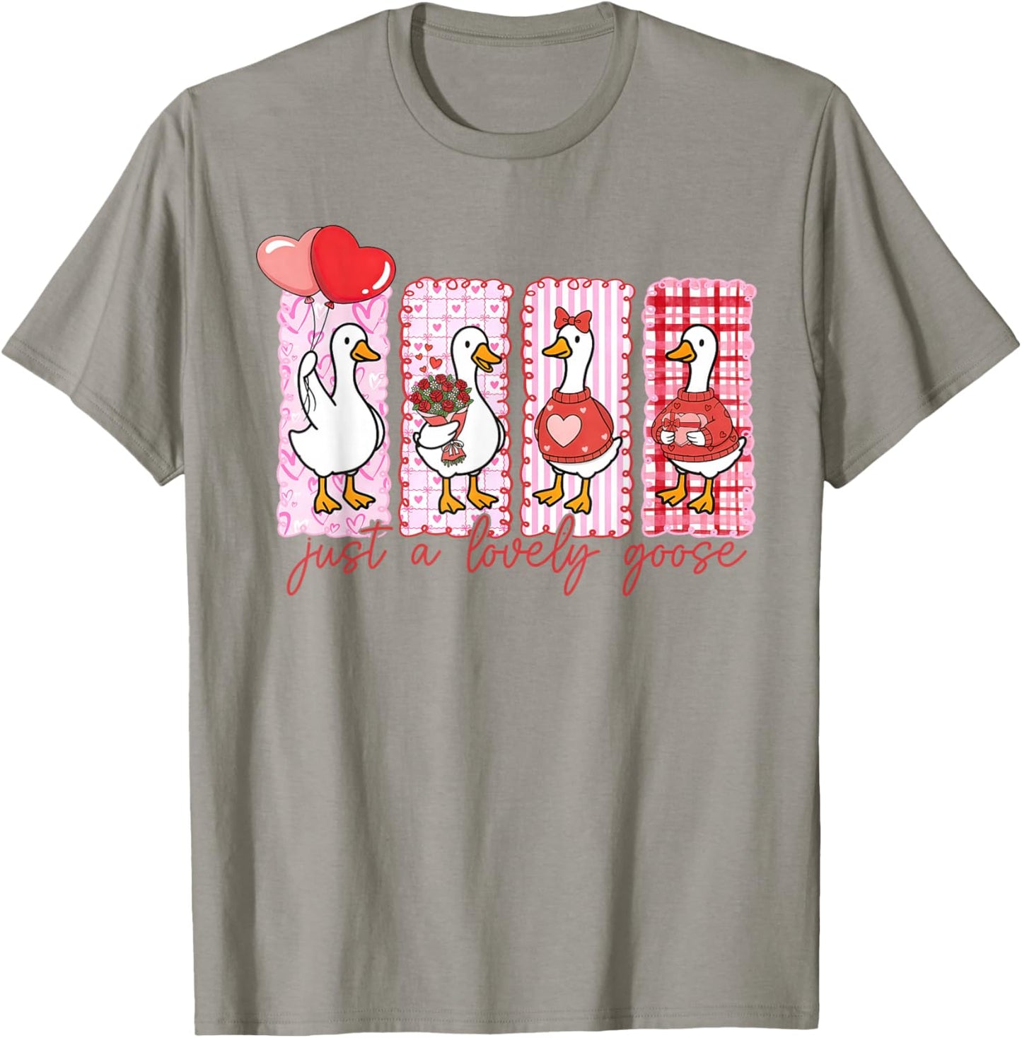 Funny Just A Lovely Goose Cute Heart Goose Valentines Day T-Shirt - T-Shirt | Sand