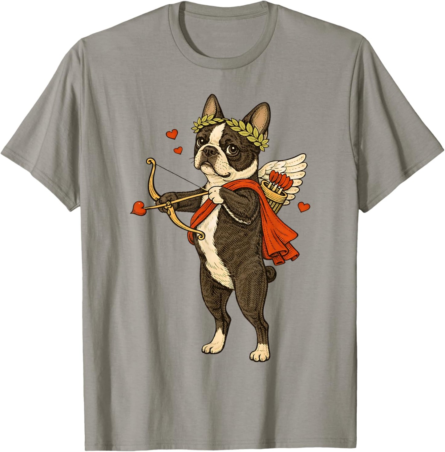 Valentine's Boston Terrier Cupid for Dog Lover T-Shirt - T-Shirt | Sand