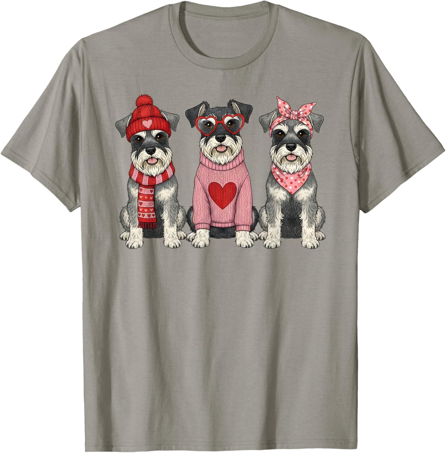 Cute Miniature Schnauzer Valentine Dog T-Shirt - T-Shirt | Sand