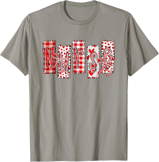 Preppy Valentines Nurse Life Coquette Bow Nursing Student T-Shirt - T-Shirt | Sand