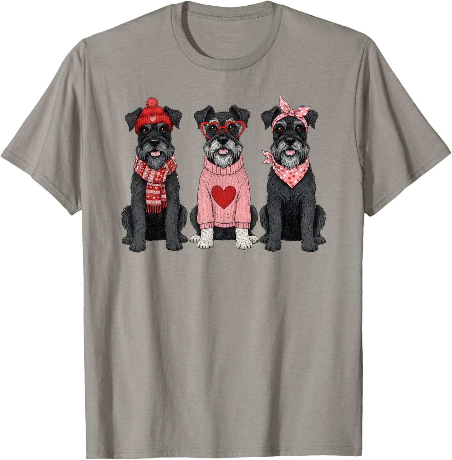 Cute Schnauzer Valentine Dog T-Shirt - T-Shirt | Sand