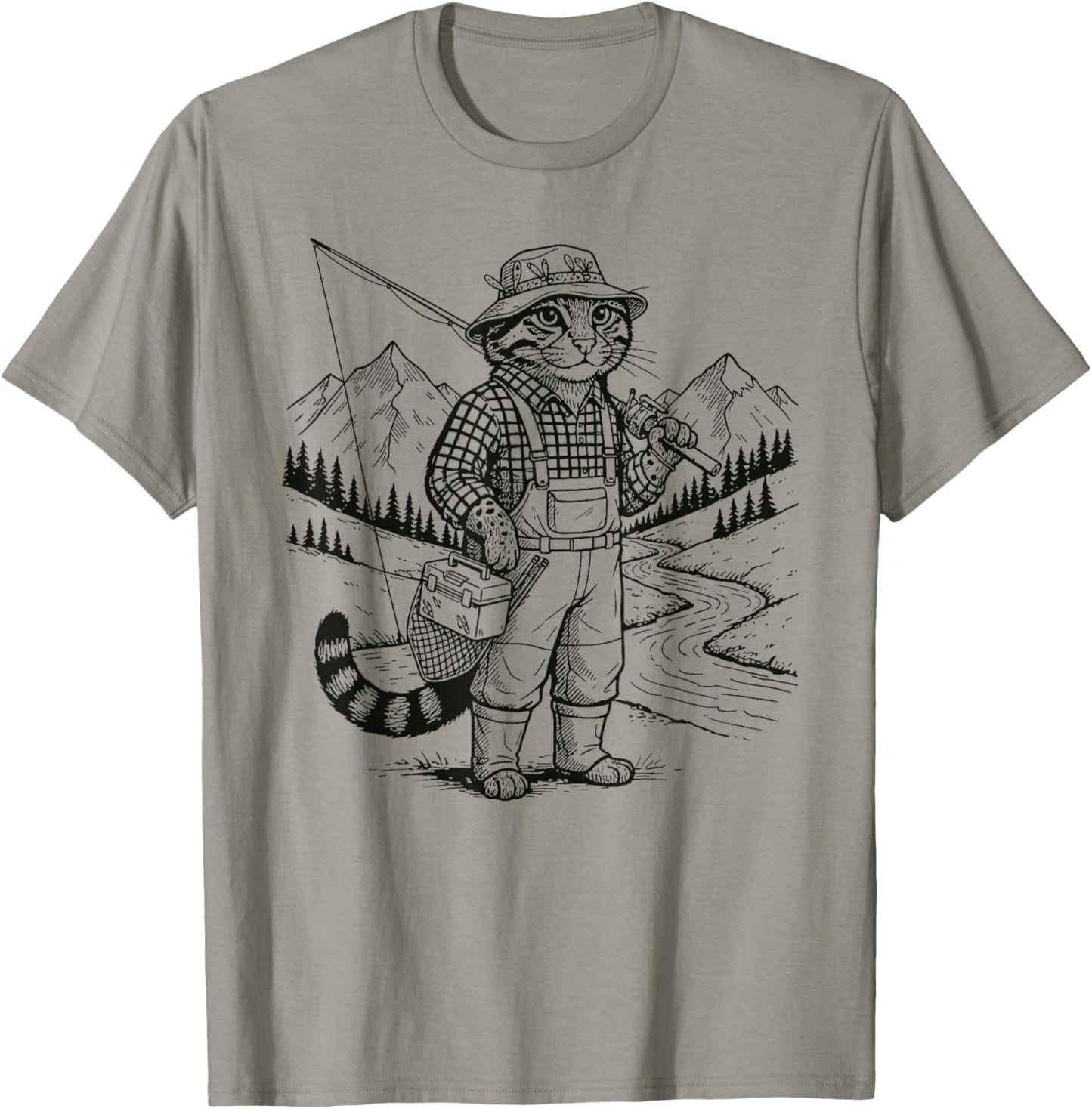 Fish Cat Fisherman T-Shirt - T-Shirt | Sand