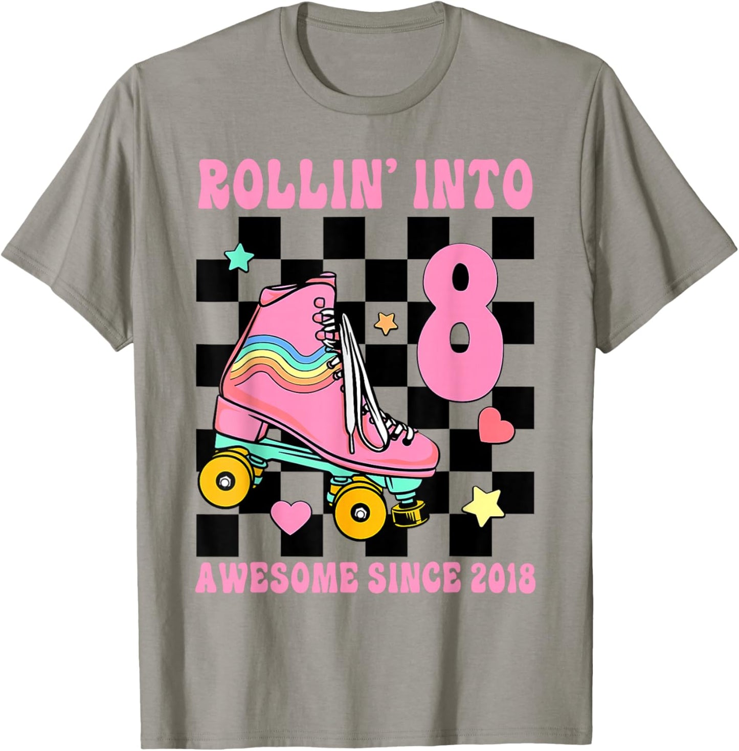 Skating Girl 8th Birthday T-Shirt - T-Shirt | Sand