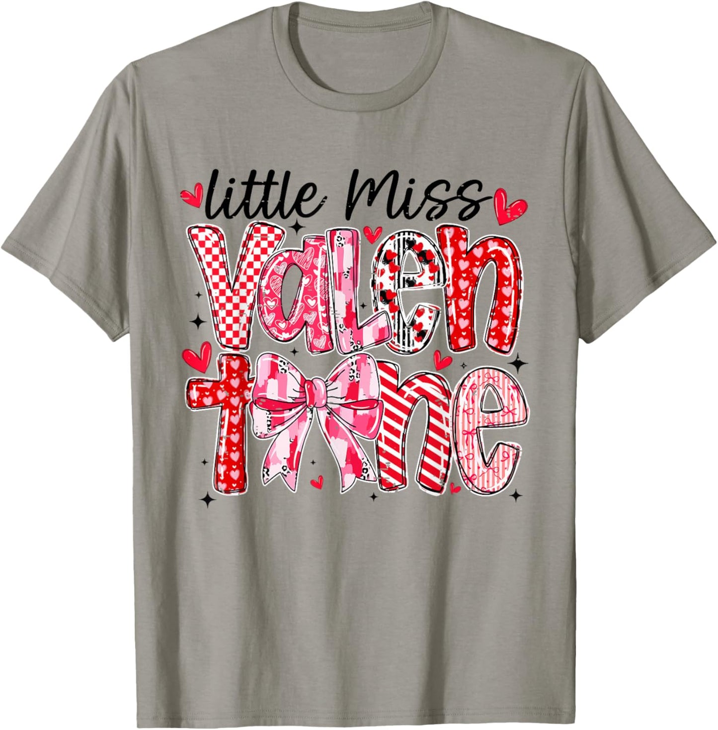 Coquette Bow Little Miss Valentine Girly Love Heart XOXO T-Shirt - T-Shirt | Sand