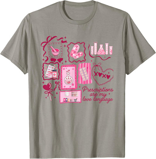 Women Pharmacy Tech Valentine Prescription Pharmacist T-Shirt - T-Shirt | Sand