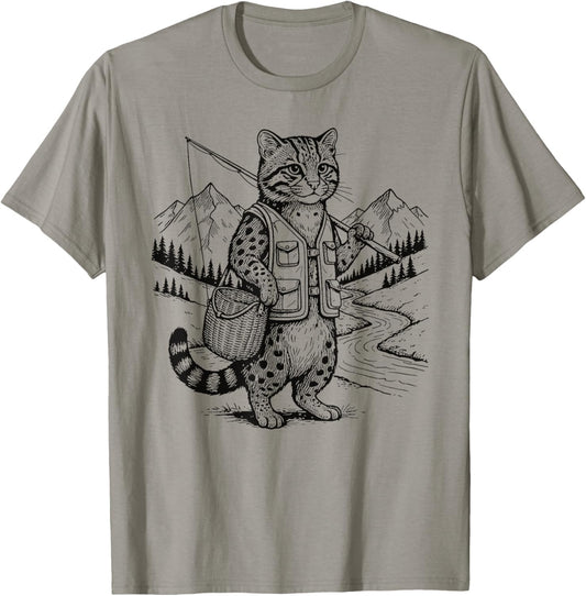Fish Cat Fisherman T-Shirt - T-Shirt | Sand