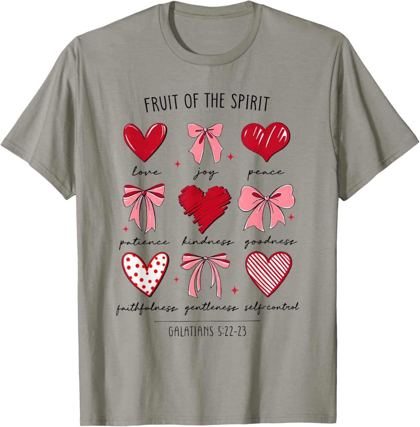 Fruit of The Spirit Christian Hearts Galatians 5:22-23 T-Shirt - T-Shirt | Sand