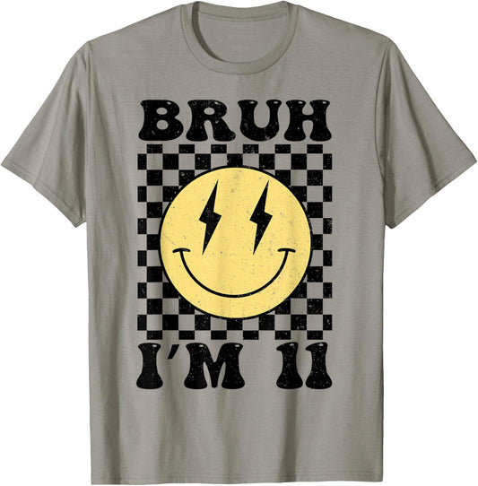 Bruh I'm 11 Years Old Birthday Boys Kids Son 11th Birthday T-Shirt - T-Shirt | Sand