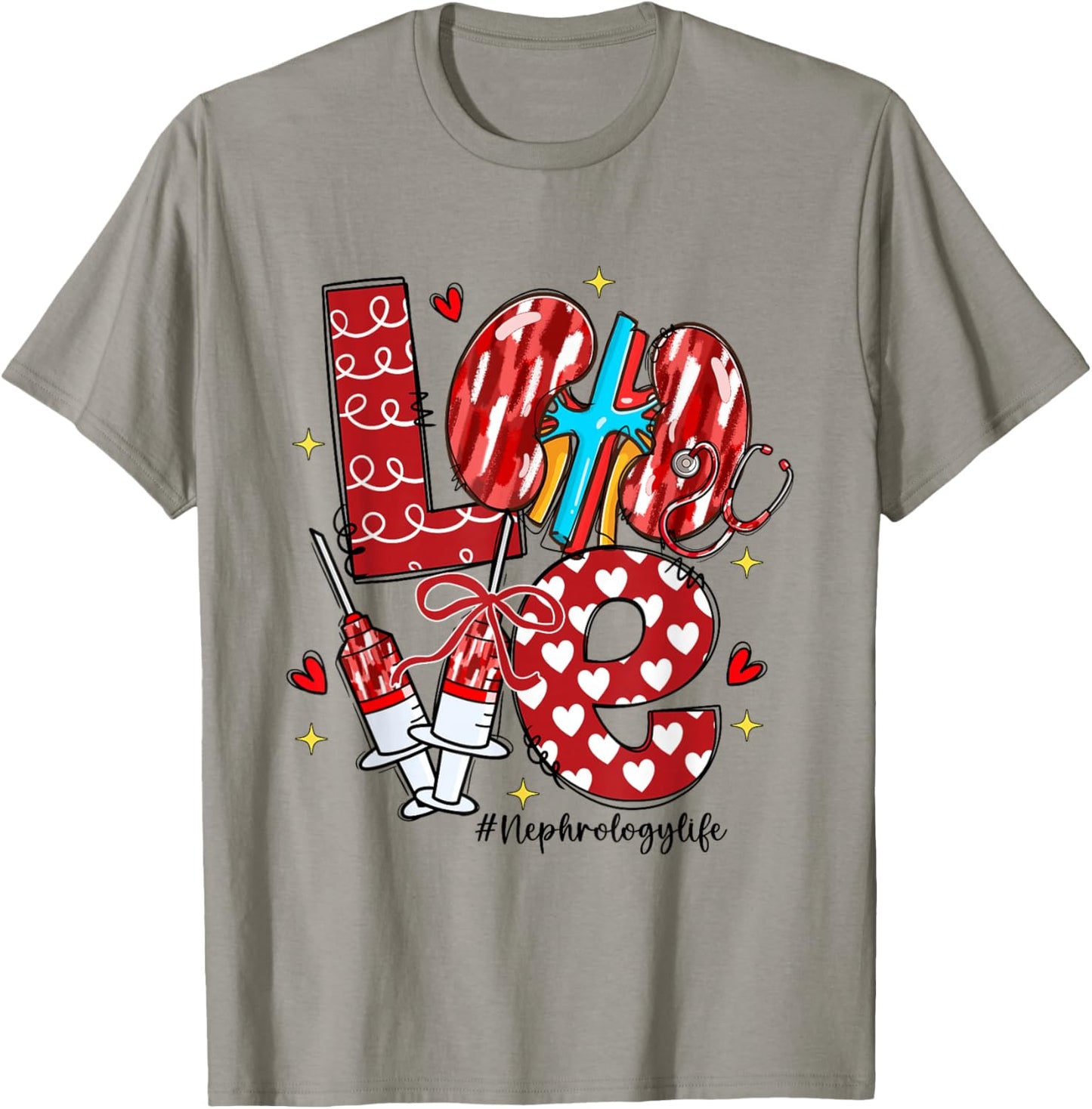 Love Nephrology Life Nephrology Nurse T-Shirt - T-Shirt | Sand