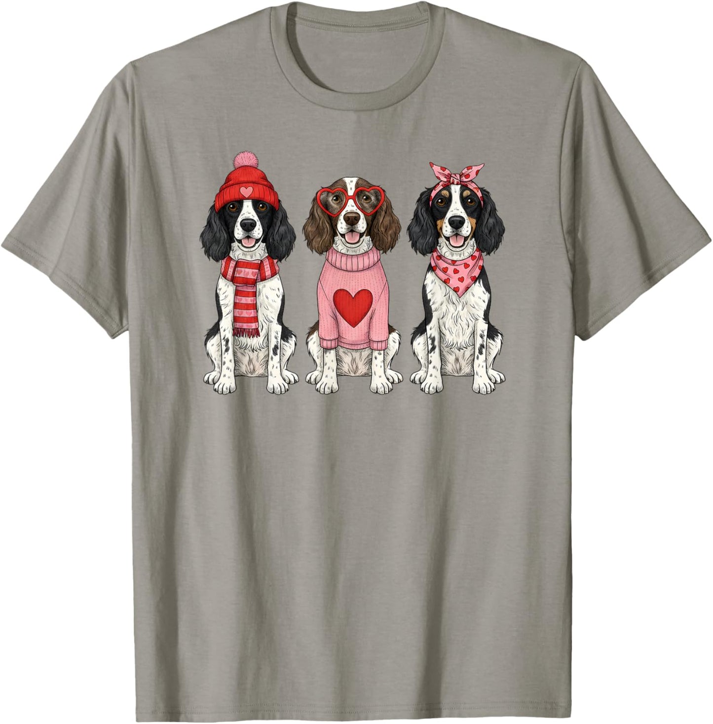 Cute English Springer Spaniel Valentine Dog T-Shirt - T-Shirt | Sand